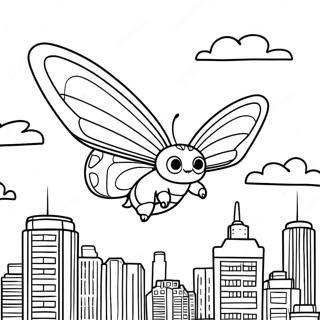 Mothra Flying Over City Coloring Page 22584-20815