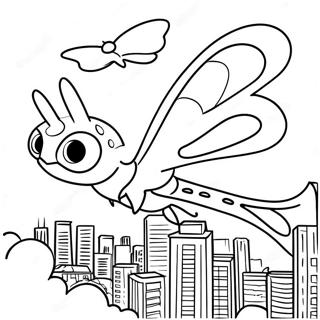 Mothra Flying Over City Coloring Page 22584-20816