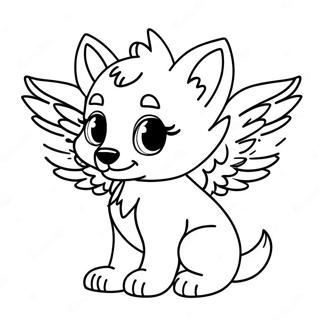 Baby Wolf With Wings Coloring Page 22603-20827