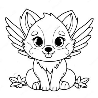 Cute Baby Wolf With Colorful Wings Coloring Page 22604-20829