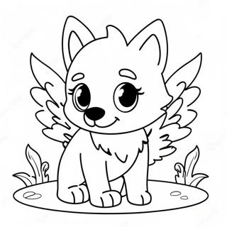 Cute Baby Wolf With Colorful Wings Coloring Page 22604-20830