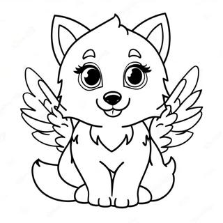 Cute Baby Wolf With Colorful Wings Coloring Page 22604-20831