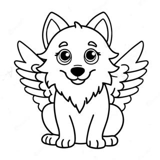 Cute Baby Wolf With Colorful Wings Coloring Page 22604-20832