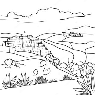 Beautiful Palestine Landscape Coloring Page 22624-20846