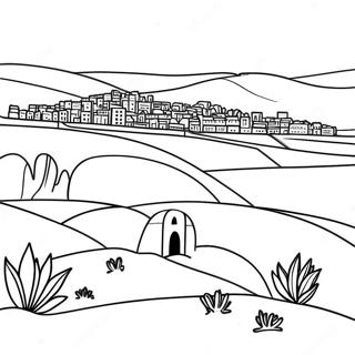 Beautiful Palestine Landscape Coloring Page 22624-20847