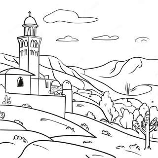 Beautiful Palestine Landscape Coloring Page 22624-20848