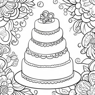 Elegant Wedding Cake Coloring Page 22633-20850