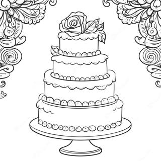 Elegant Wedding Cake Coloring Page 22633-20851