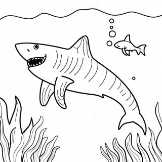 Majestic Tiger Shark Swimming Coloring Page 22704-20912