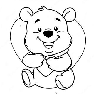 Winnie The Pooh Holding A Heart Coloring Pages