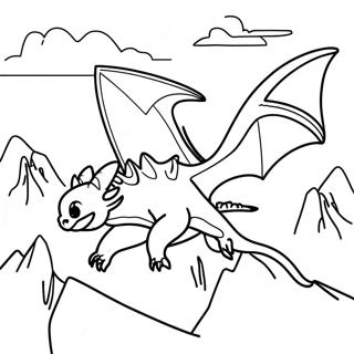 Night Fury Flying Over Mountains Coloring Page 22764-20949