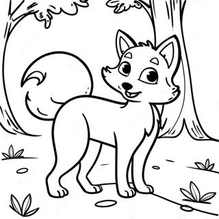 Playful Fox In The Forest Coloring Page 22774-20957