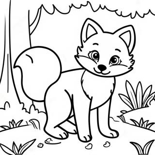 Playful Fox In The Forest Coloring Page 22774-20958