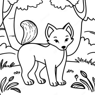 Playful Fox In The Forest Coloring Page 22774-20959