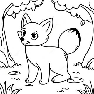 Playful Fox In The Forest Coloring Page 22774-20960