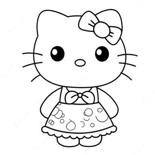 Hello Kitty In A Cute Dress Coloring Page 22814-20992