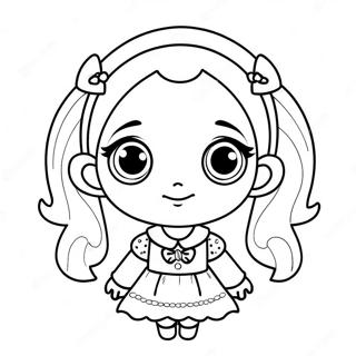 Cute Kawaii Girl With Big Eyes Coloring Page 2282-1872