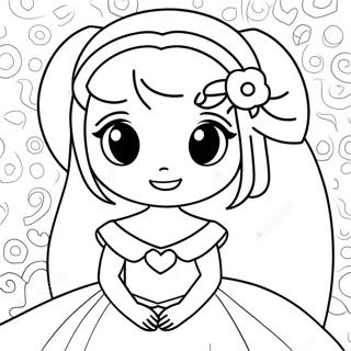 Cute Anime Princess With Sparkling Dress Coloring Page 22884-21045