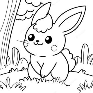 Cute Flareon Playing In The Grass Coloring Page 22934-21085