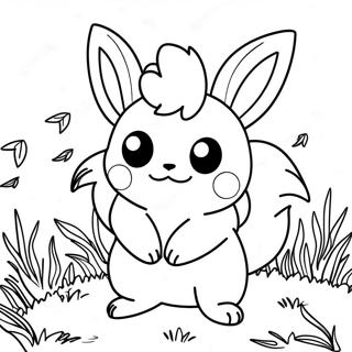 Cute Flareon Playing In The Grass Coloring Page 22934-21087