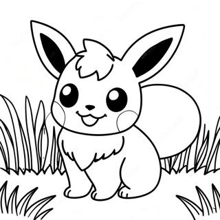 Cute Flareon Playing In The Grass Coloring Page 22934-21088