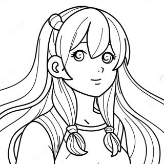 Long Hair Anime Girl Coloring Page 22943-21090