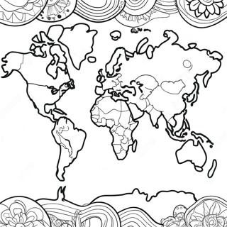 Colorful World Map Coloring Page 22964-21109