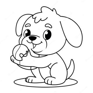 Cute Puppy Playing With Ball Coloring Page 2302-1888