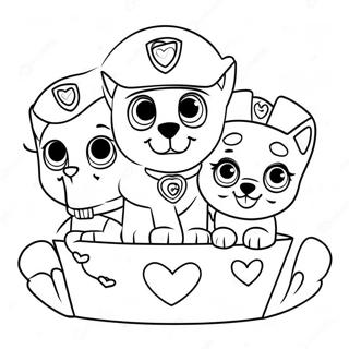 Cute Paw Patrol Pups With Hearts Coloring Page 23054-21181