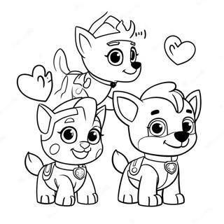 Cute Paw Patrol Pups With Hearts Coloring Page 23054-21182