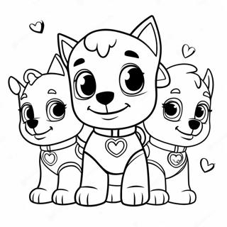 Cute Paw Patrol Pups With Hearts Coloring Page 23054-21183