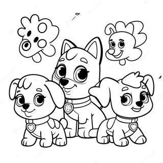 Cute Paw Patrol Pups With Hearts Coloring Page 23054-21184