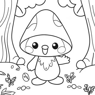 Cute Mushroom Gnome In Forest Coloring Page 23074-21197