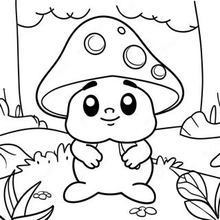 Cute Mushroom Gnome In Forest Coloring Page 23074-21198