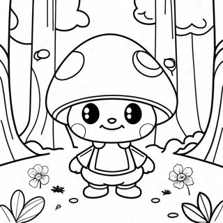 Cute Mushroom Gnome In Forest Coloring Page 23074-21200