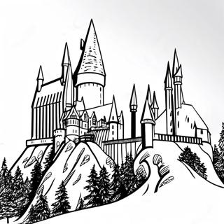 Hogwarts Castle With Snowy Background Coloring Page 23094-21213