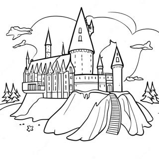 Hogwarts Castle With Snowy Background Coloring Page 23094-21214