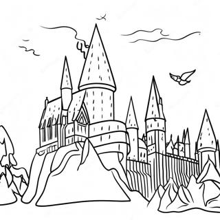 Hogwarts Castle With Snowy Background Coloring Page 23094-21215