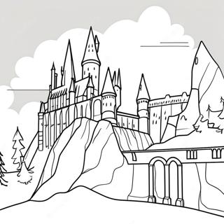 Hogwarts Castle With Snowy Background Coloring Page 23094-21216