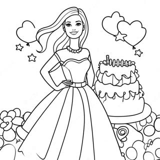 Barbie Birthday Celebration Coloring Page 23113-21226