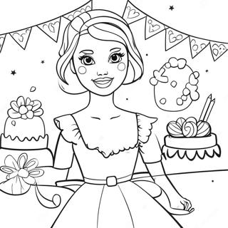 Barbie Birthday Celebration Coloring Page 23113-21227