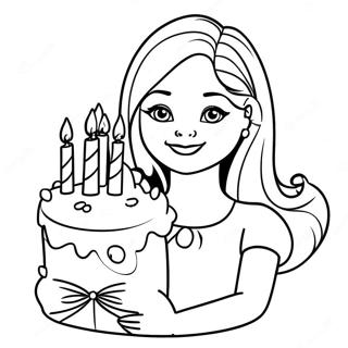 Barbie With Birthday Cake Coloring Page 23114-21229