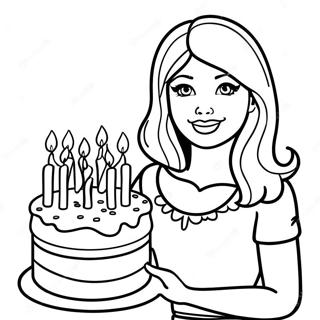 Barbie With Birthday Cake Coloring Page 23114-21230