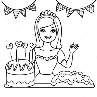 Barbie With Birthday Cake Coloring Page 23114-21231