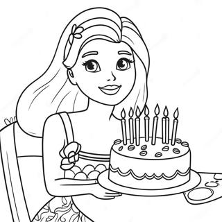 Barbie With Birthday Cake Coloring Page 23114-21232