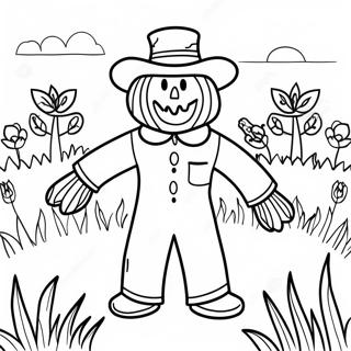 Friendly Scarecrow In The Field Coloring Page 2312-1893