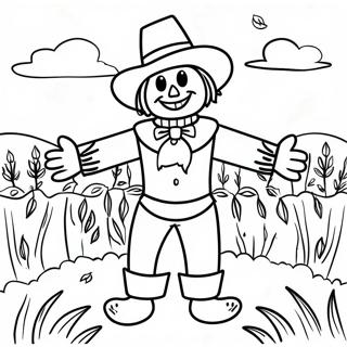 Friendly Scarecrow In The Field Coloring Page 2312-1894