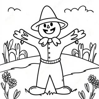 Friendly Scarecrow In The Field Coloring Page 2312-1895