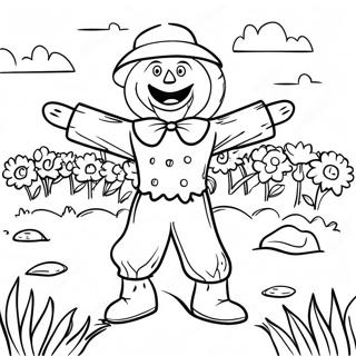 Friendly Scarecrow In The Field Coloring Page 2312-1896