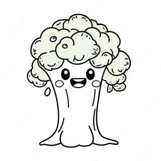 Happy Broccoli Character Coloring Page 23254-21341